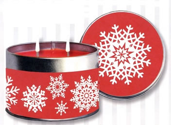 #9504 Snowflake Candle Tin with Cinnamon Scent 12 oz